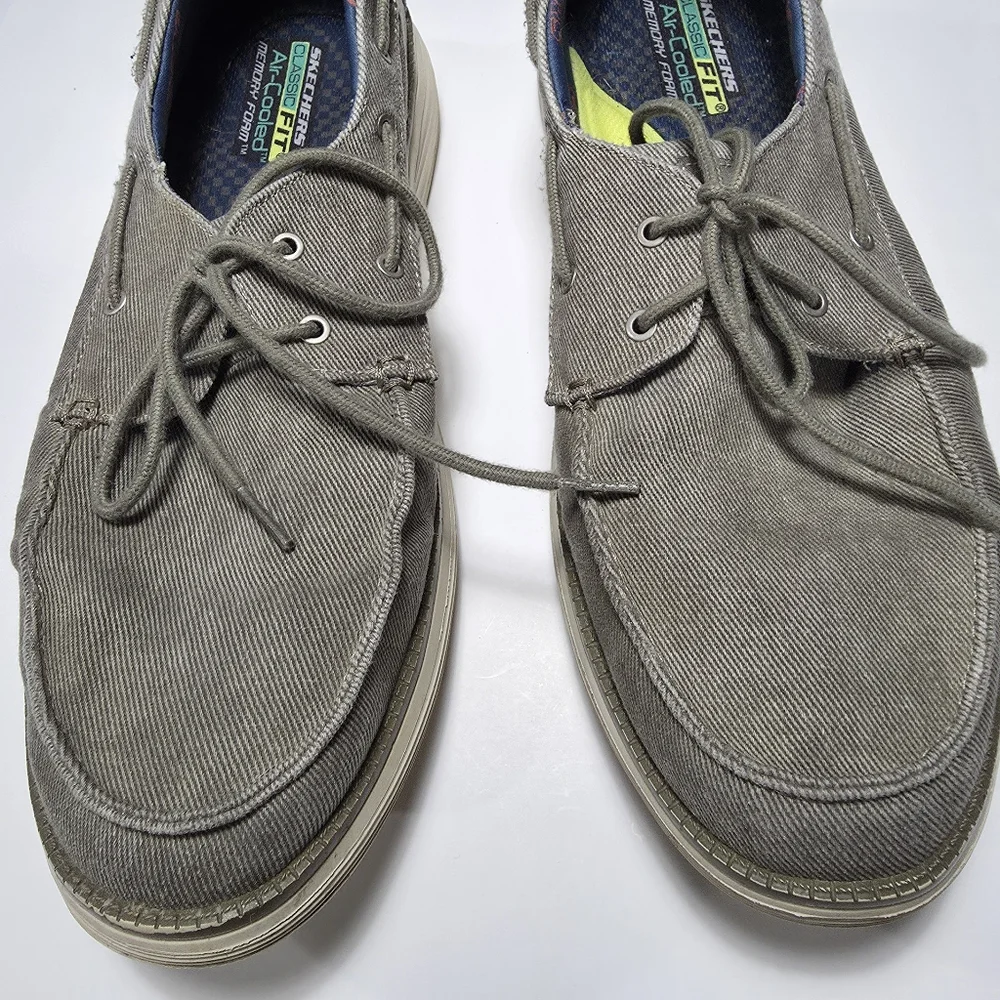 Skechers Casual Canvas Boat Shoes - Gray Size 14